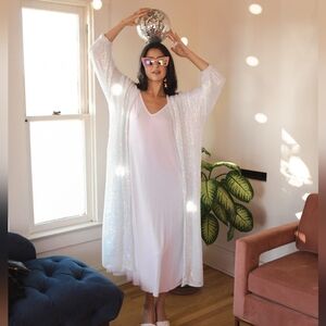 Jennafer Grace Moonstone Blanc Sequin Cocoon Jacket L/XL